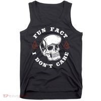 Fun Fact I Don't Care Funny Skeleton Sarcastic Tank Top thumb 0