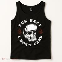 Fun Fact I Don't Care Funny Skeleton Sarcastic Tank Top thumb 2