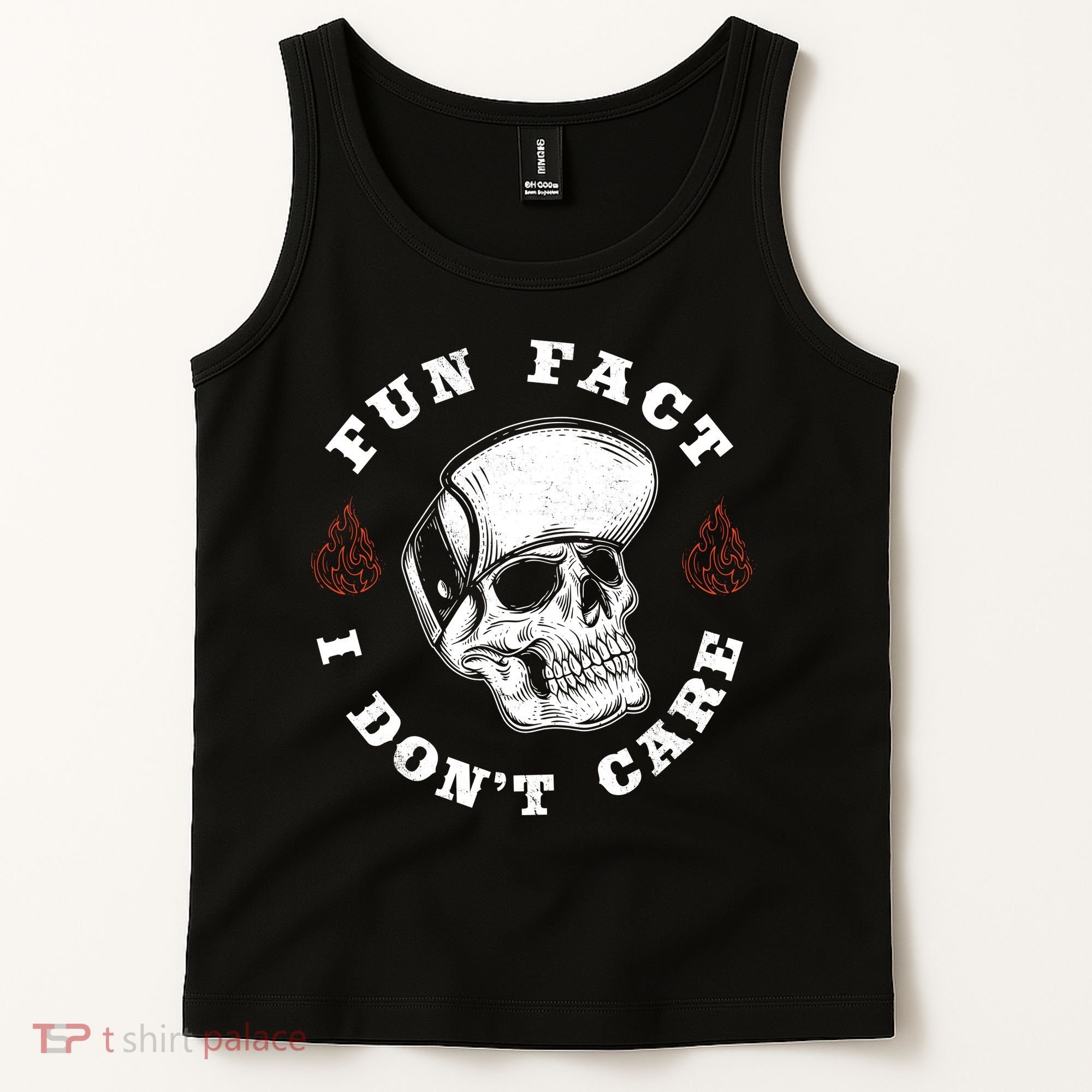 Fun Fact I Don't Care Funny Skeleton Sarcastic Tank Top