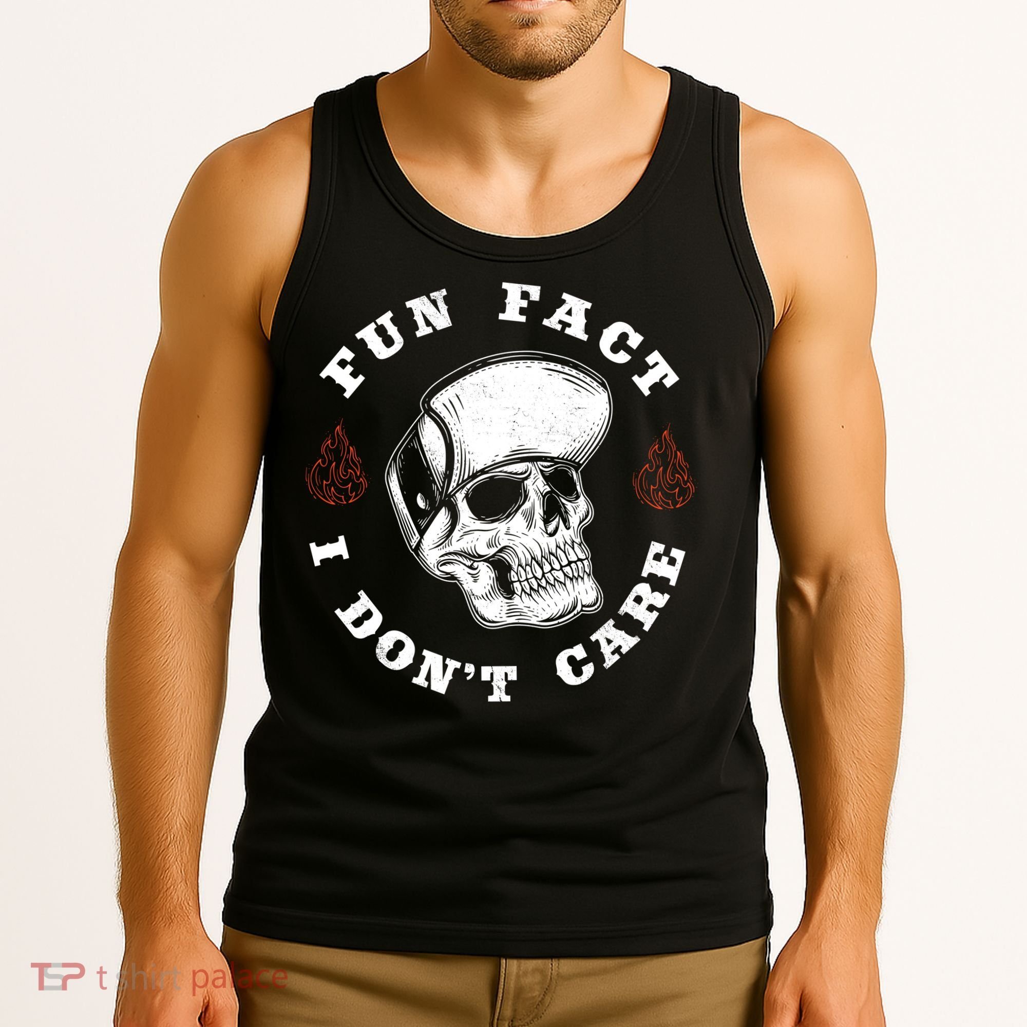Fun Fact I Don't Care Funny Skeleton Sarcastic Tank Top