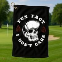 Fun Fact I Don't Care Funny Skeleton Sarcastic Golf Towel thumb 1