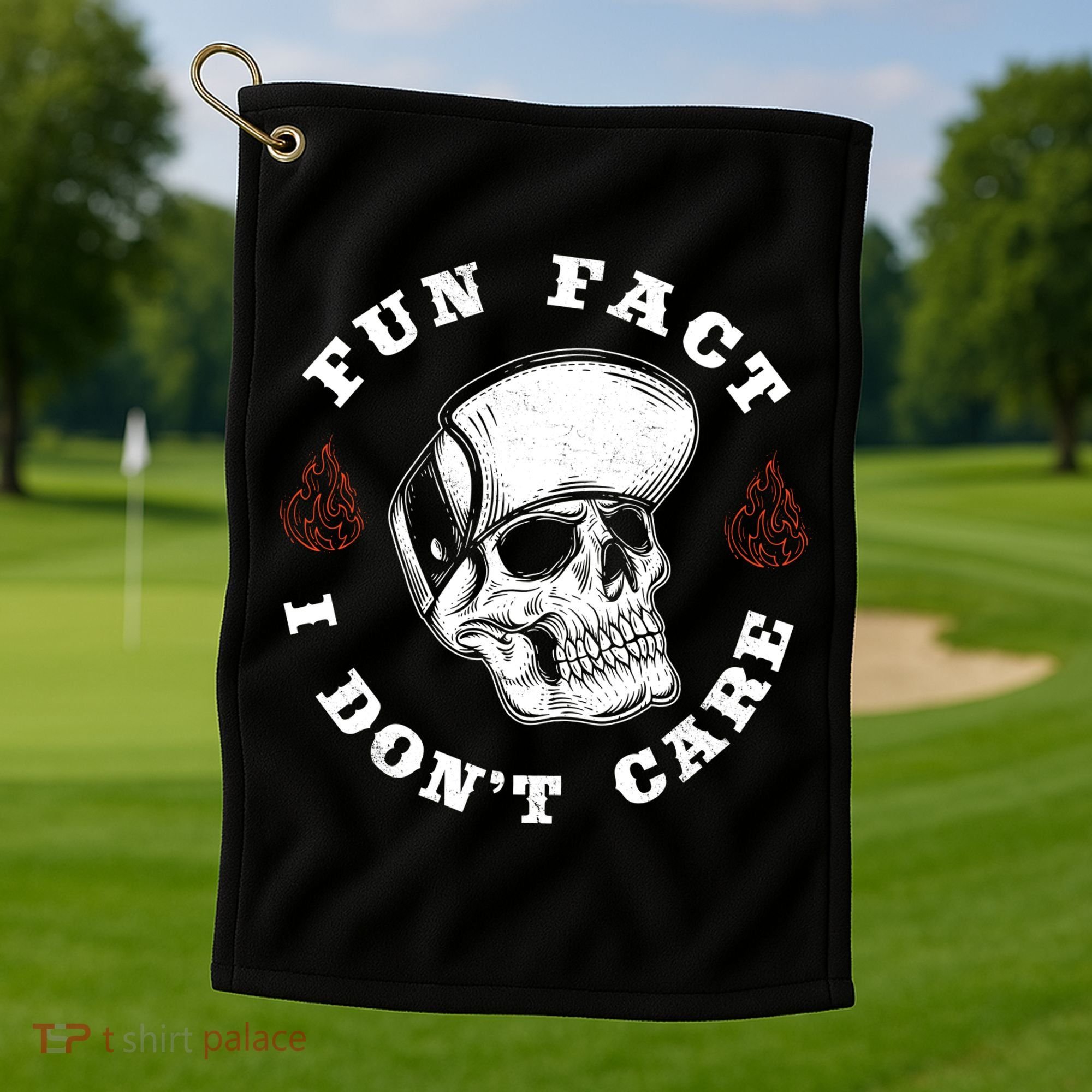 Fun Fact I Don't Care Funny Skeleton Sarcastic Golf Towel