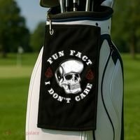 Fun Fact I Don't Care Funny Skeleton Sarcastic Golf Towel thumb 2