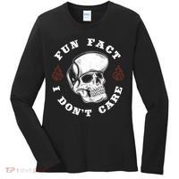 Fun Fact I Don't Care Funny Skeleton Sarcastic Women's Long Sleeve Shirt thumb 0