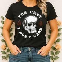 Fun Fact I Don't Care Funny Skeleton Sarcastic Women's T-Shirt thumb 2