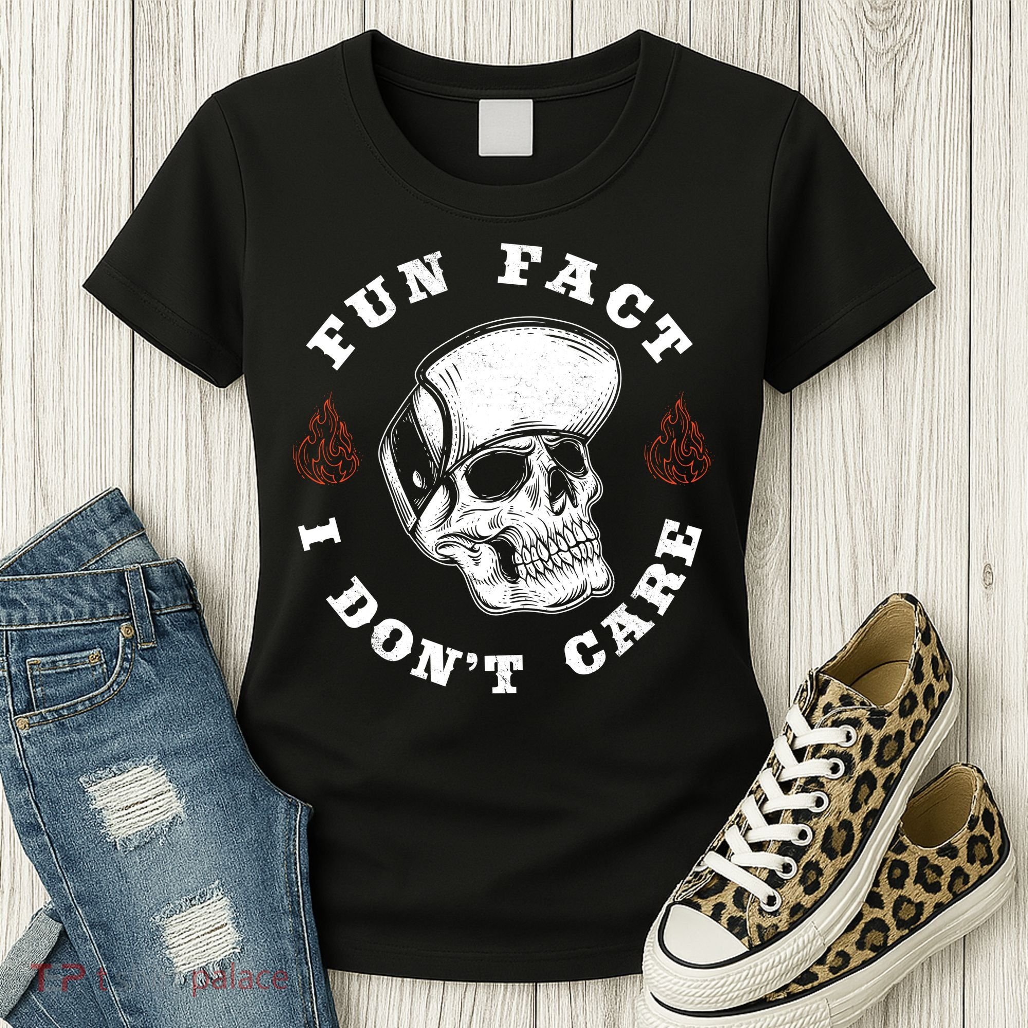 Fun Fact I Don't Care Funny Skeleton Sarcastic Women's T-Shirt