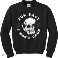 Fun Fact I Don't Care Funny Skeleton Sarcastic Kids Sweatshirt thumb 0
