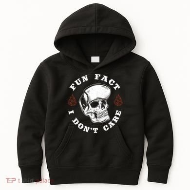 Fun Fact I Don't Care Funny Skeleton Sarcastic Kids Hoodie