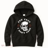 Fun Fact I Don't Care Funny Skeleton Sarcastic Kids Hoodie thumb 0
