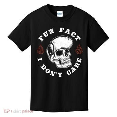 Fun Fact I Don't Care Funny Skeleton Sarcastic Kids T-Shirt