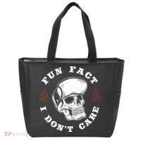 Fun Fact I Don't Care Funny Skeleton Sarcastic Tote Bag thumb 0
