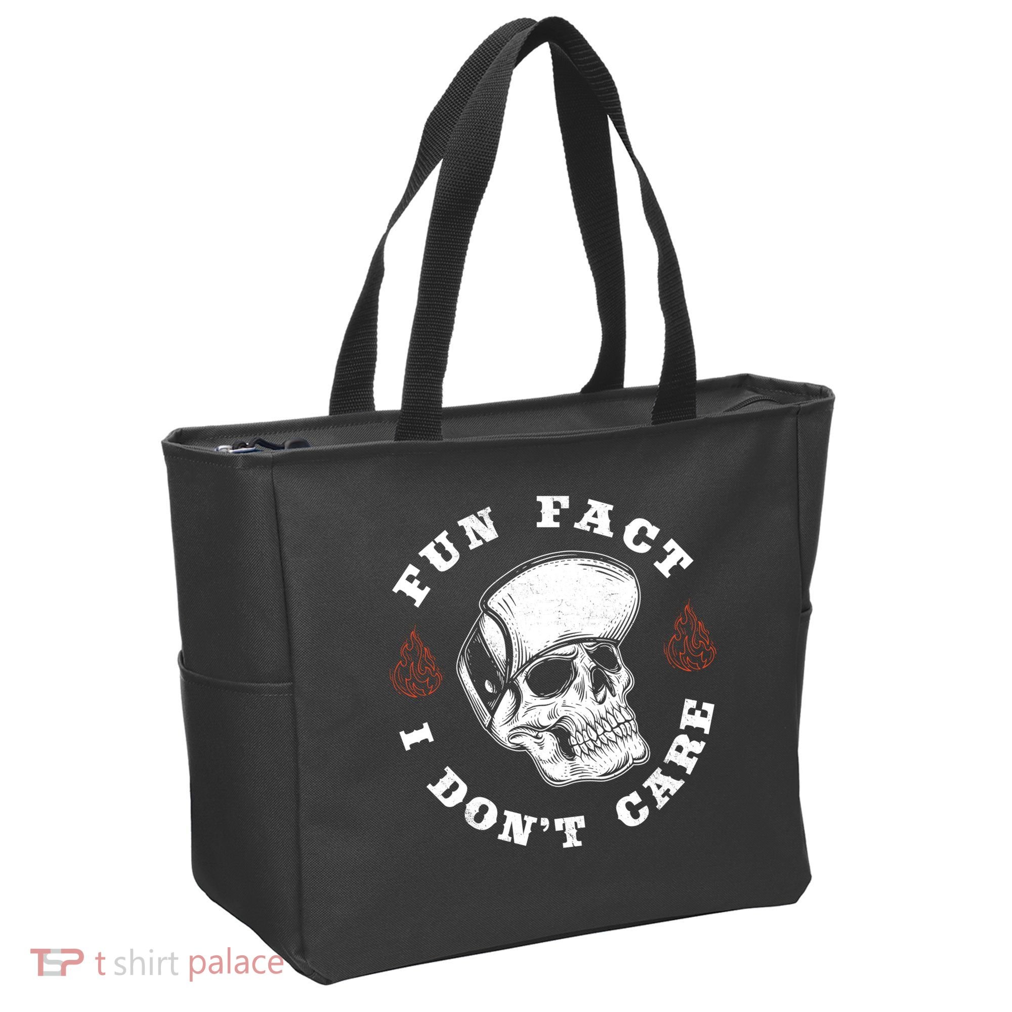 Fun Fact I Don't Care Funny Skeleton Sarcastic Tote Bag
