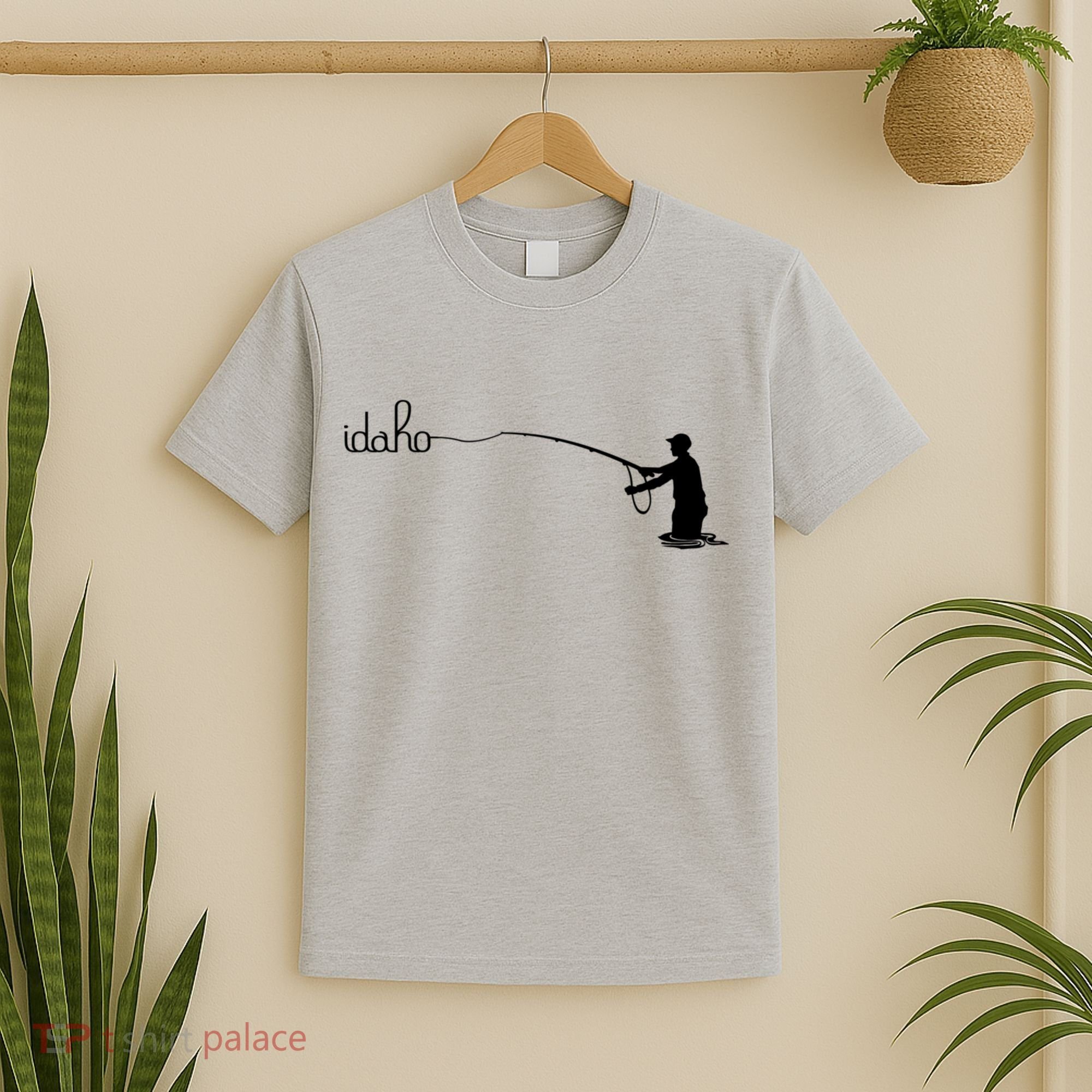Fly Fish Idaho With White Text Trout Fishing T-Shirt