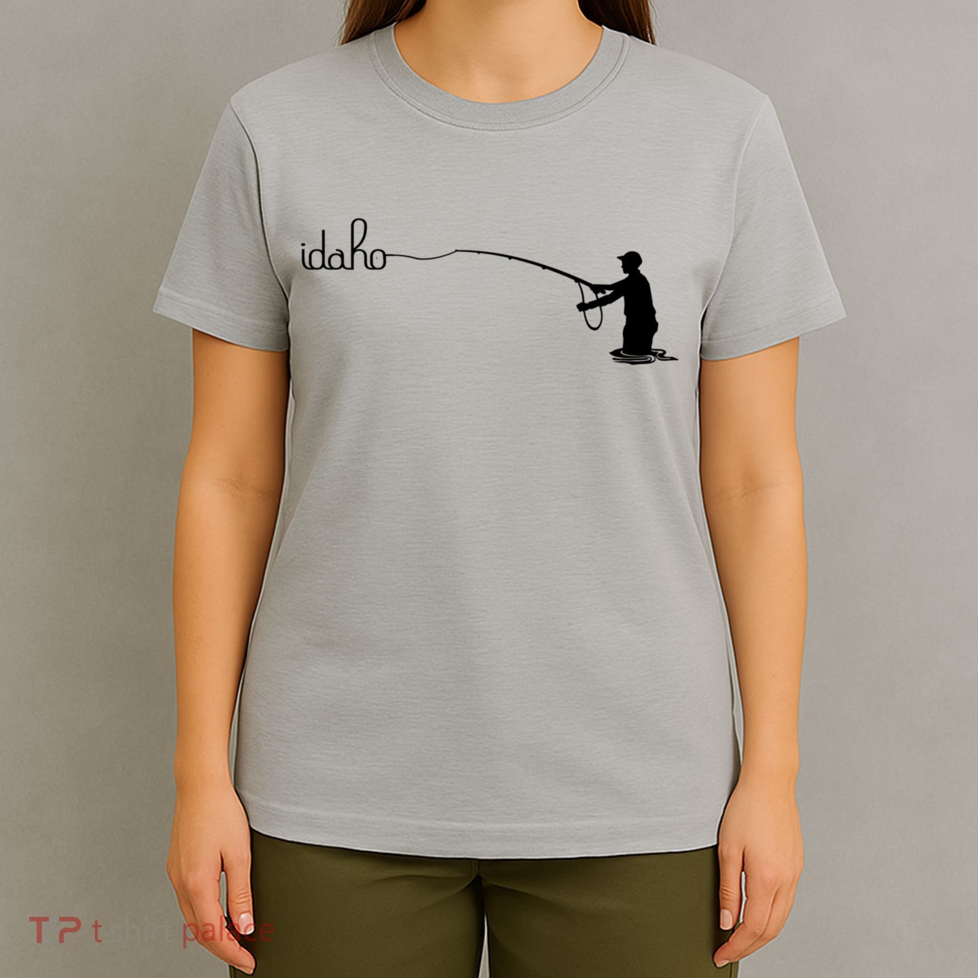 Fly Fish Idaho With White Text Trout Fishing T-Shirt