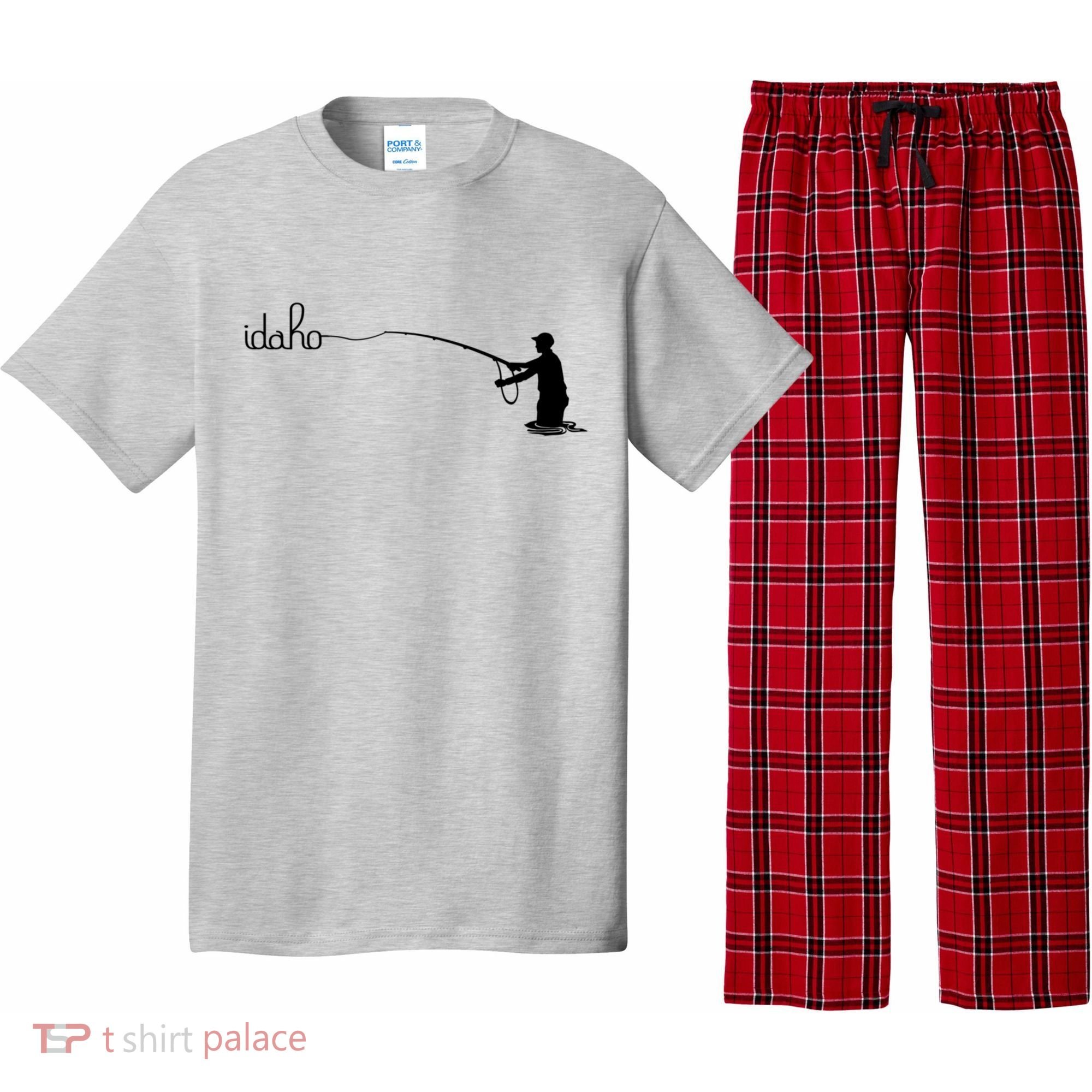 Fly Fish Idaho With White Text Trout Fishing Pajama Set