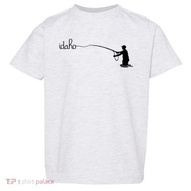 Fly Fish Idaho With White Text Trout Fishing Toddler T-Shirt