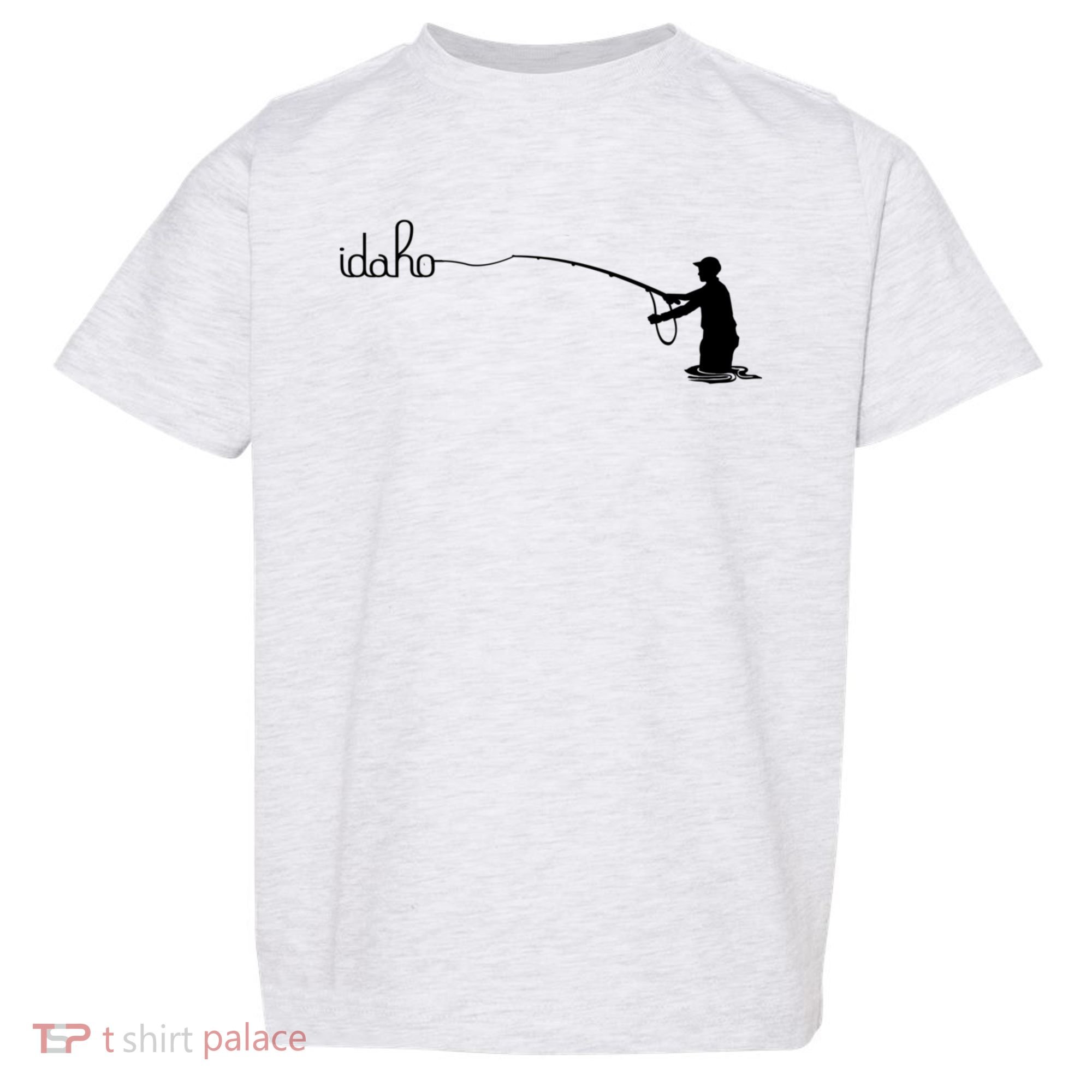 Fly Fish Idaho With White Text Trout Fishing Toddler T-Shirt