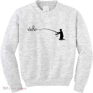 Fly Fish Idaho With White Text Trout Fishing Kids Sweatshirt
