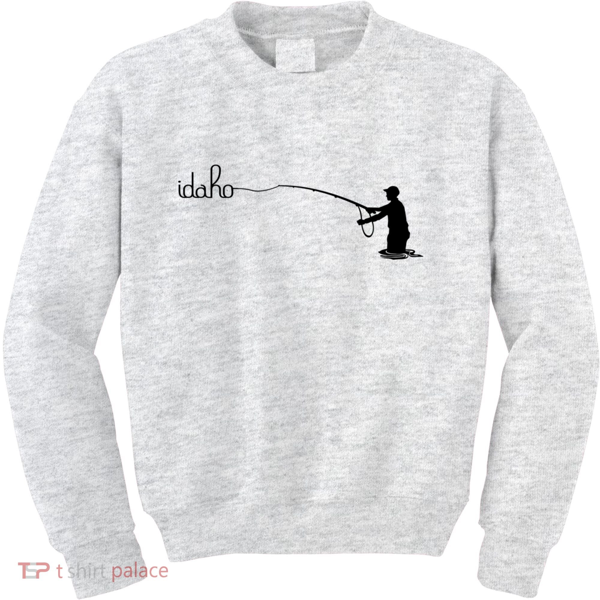 Fly Fish Idaho With White Text Trout Fishing Kids Sweatshirt