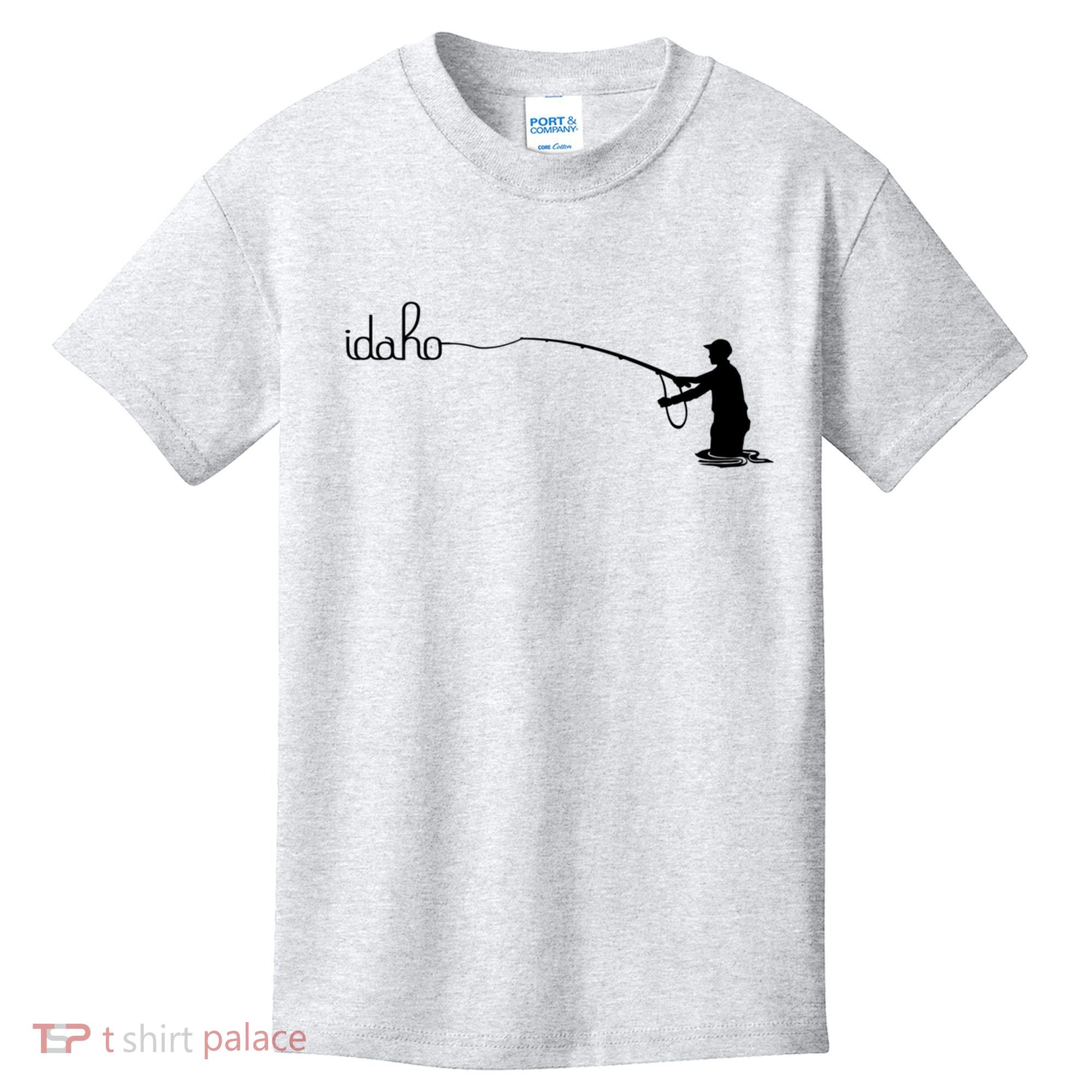 Fly Fish Idaho With White Text Trout Fishing Kids T-Shirt