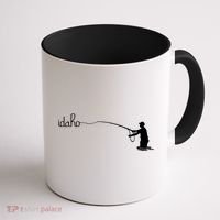 Fly Fish Idaho With White Text Trout Fishing Coffee Mug thumb 1