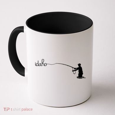 Fly Fish Idaho With White Text Trout Fishing Coffee Mug