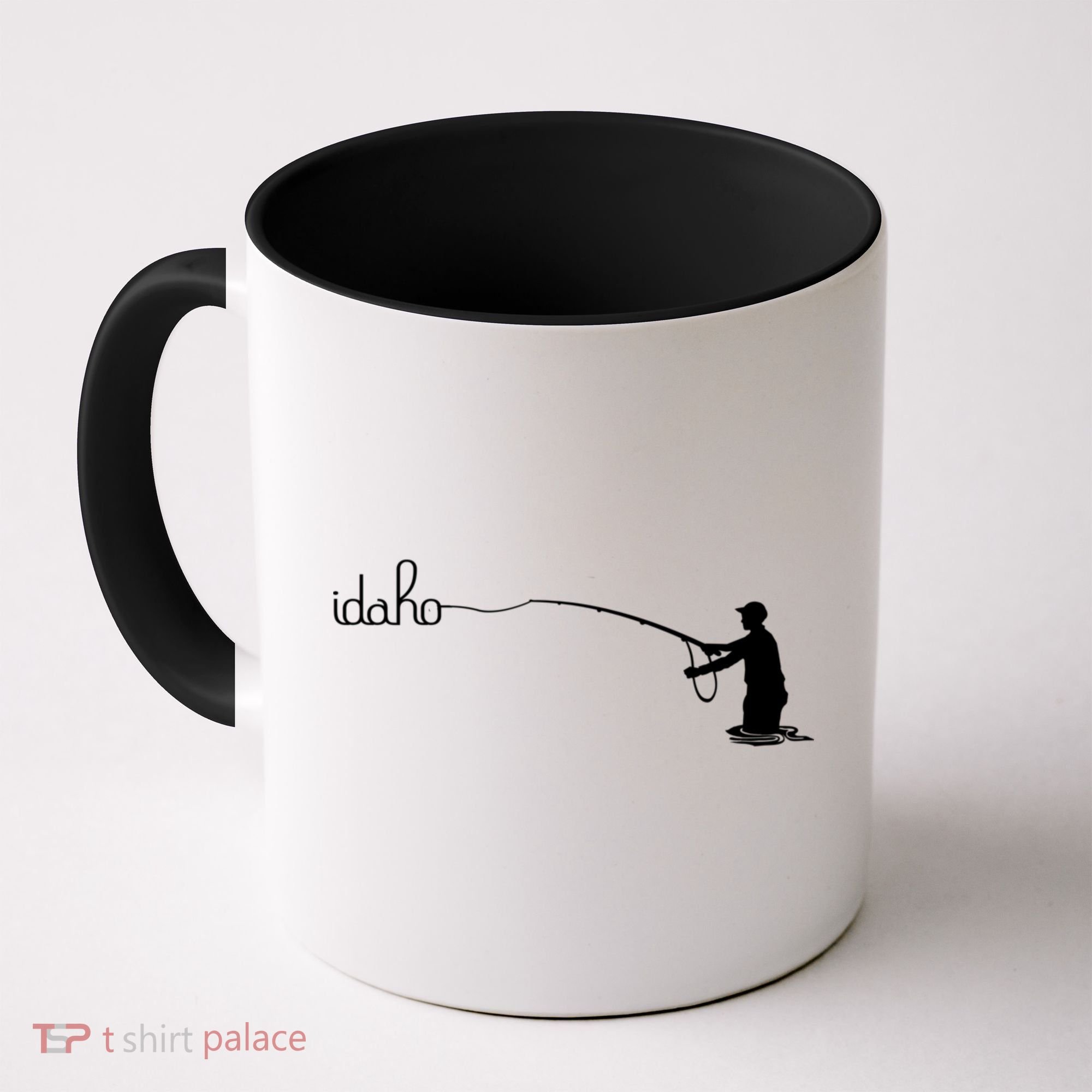 Fly Fish Idaho With White Text Trout Fishing Coffee Mug