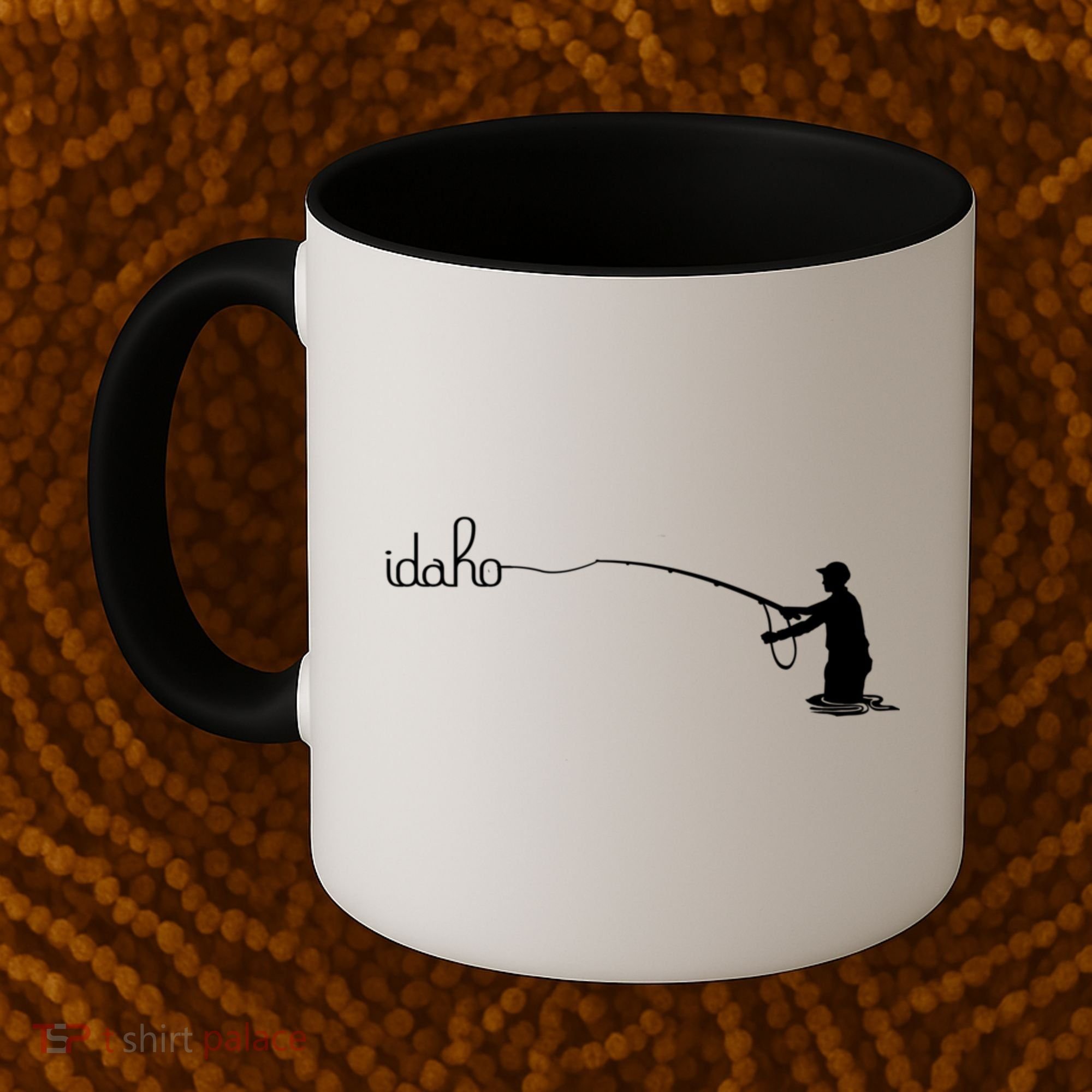 Fly Fish Idaho With White Text Trout Fishing Coffee Mug