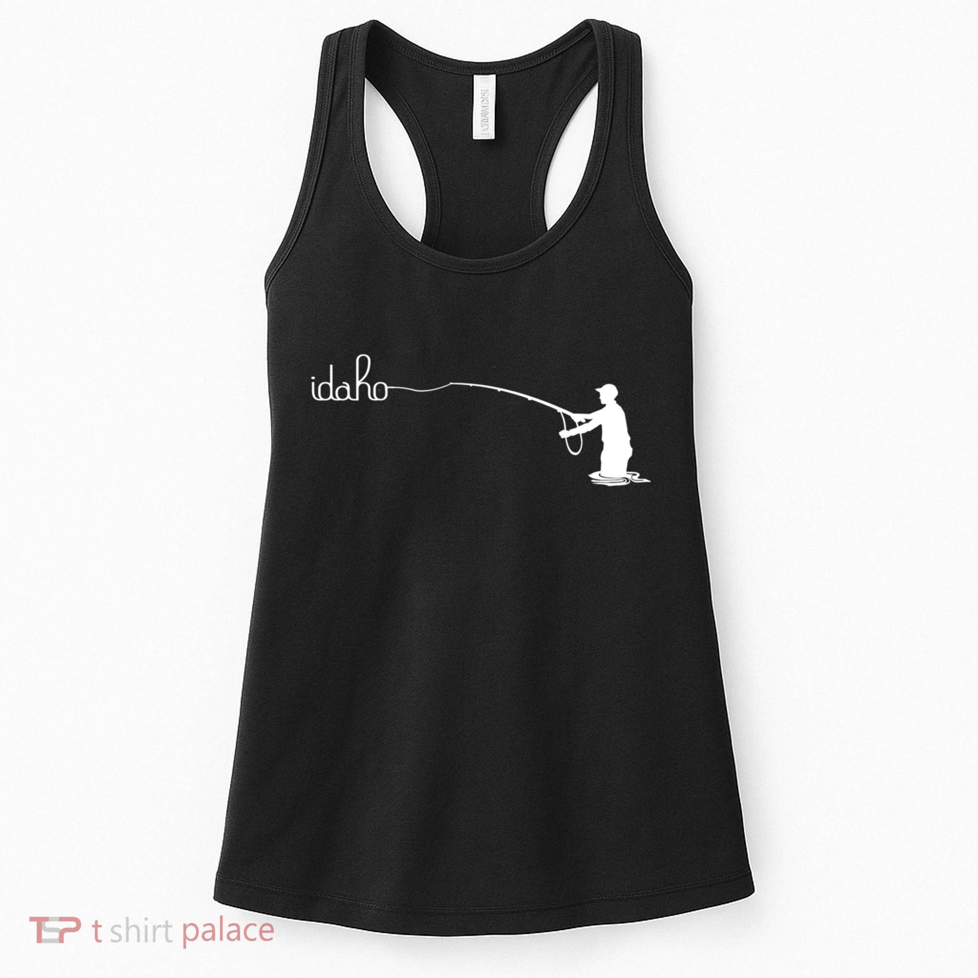 Fly Fish Idaho With White Text Trout Fishing Women's Tank Top