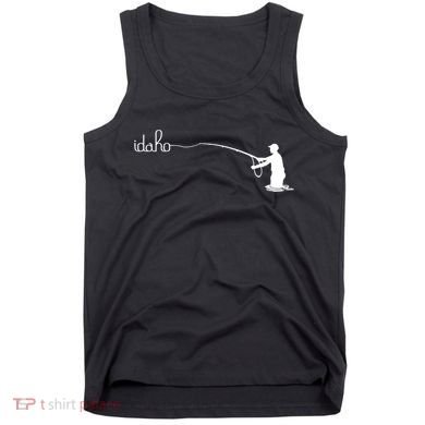 Fly Fish Idaho With White Text Trout Fishing Tank Top