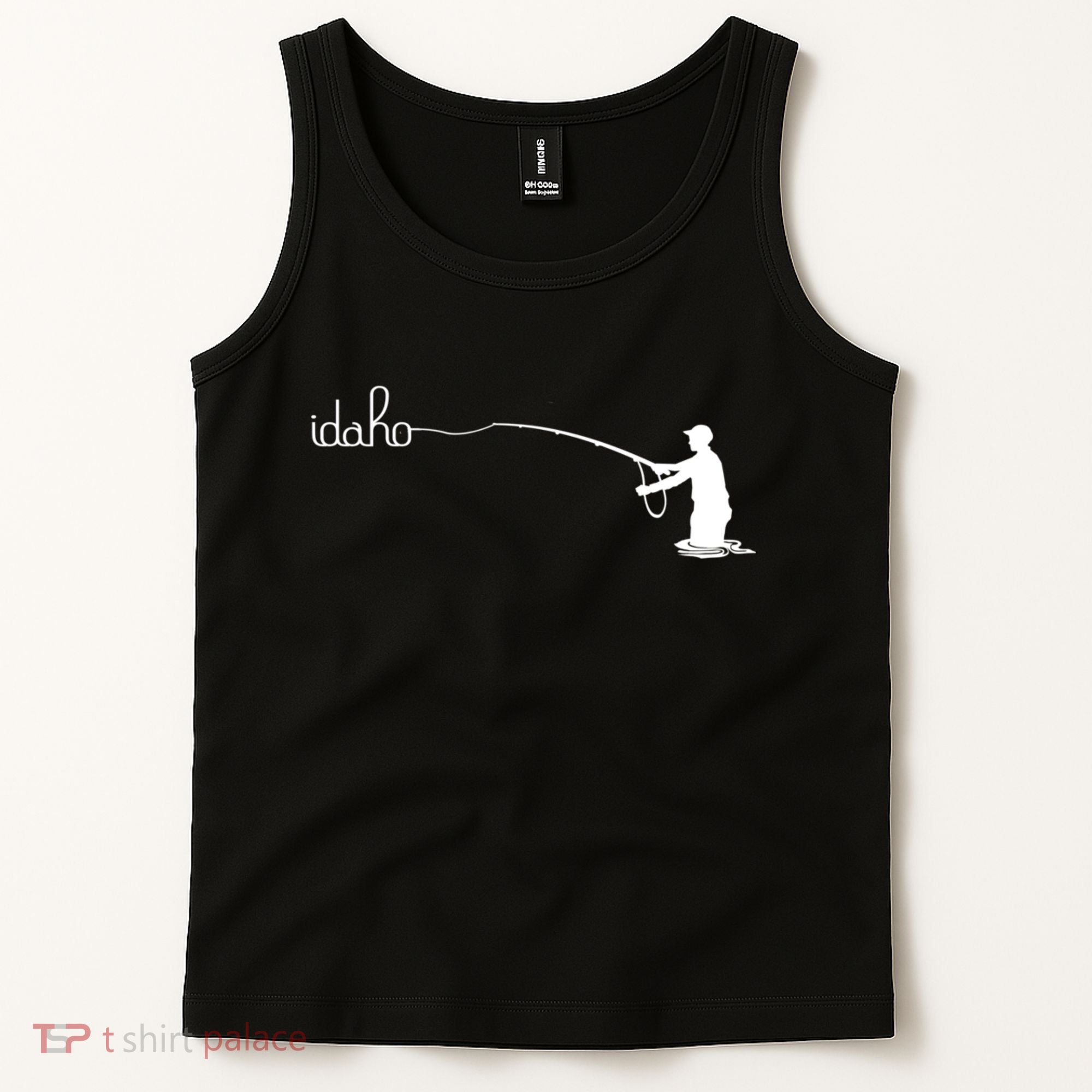 Fly Fish Idaho With White Text Trout Fishing Tank Top