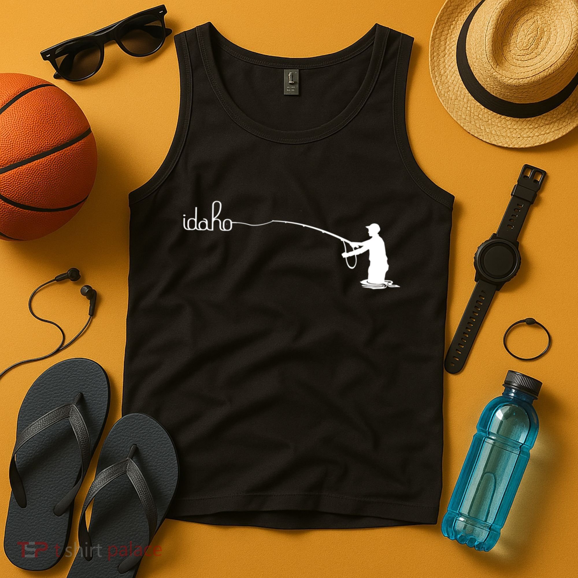 Fly Fish Idaho With White Text Trout Fishing Tank Top