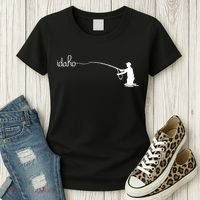 Fly Fish Idaho With White Text Trout Fishing Women's T-Shirt thumb 3