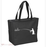 Fly Fish Idaho With White Text Trout Fishing Tote Bag thumb 2