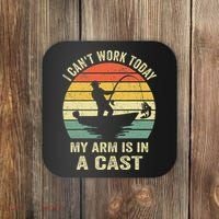 Funny Fisherman I Can't Work Today My Arm Is in a Cast Coaster thumb 0