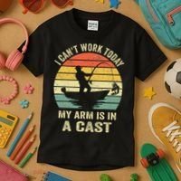 Funny Fisherman I Can't Work Today My Arm Is in a Cast Kids T-Shirt thumb 3