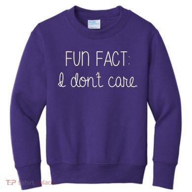 Fun Fact I Don't Care Funny Kids Sweatshirt