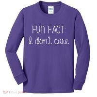 Fun Fact I Don't Care Funny Kids Long Sleeve Shirt thumb 0