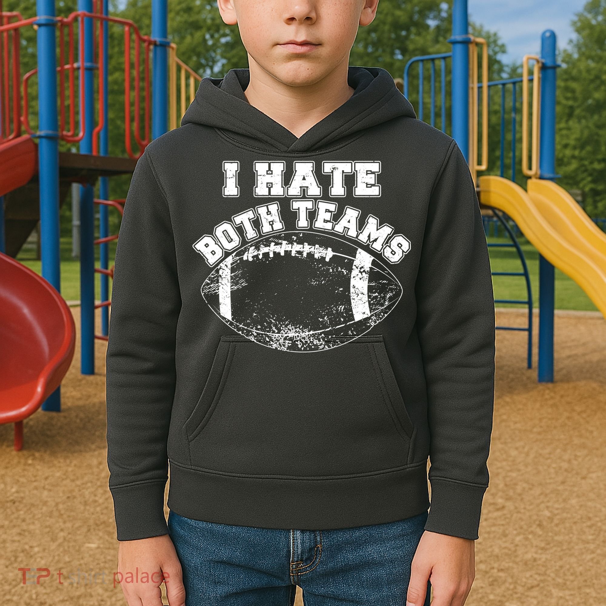 Funny Football I Hate Both Teams Kids Hoodie