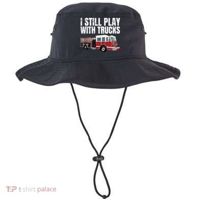 Funny Firefighter I Still Play With Fire Trucks Bucket Hat