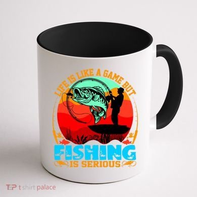 Funny Fishing Is Serious Coffee Mug back
