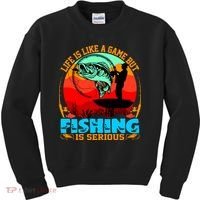 Funny Fishing Is Serious Kids Sweatshirt thumb 0