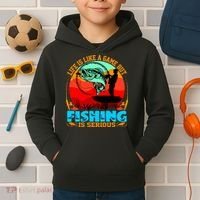 Funny Fishing Is Serious Kids Hoodie thumb 2