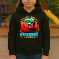 Funny Fishing Is Serious Kids Hoodie thumb 3