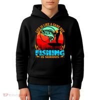 Funny Fishing Is Serious Kids Hoodie thumb 4