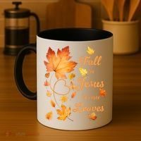 Fall For Jesus He Never Leave Beautiful Fall Leaves Coffee Mug thumb 4