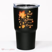 Fall For Jesus He Never Leave Beautiful Fall Leaves Tumbler thumb 0