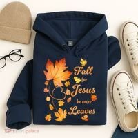 Fall For Jesus He Never Leave Beautiful Fall Leaves Hoodie thumb 4