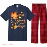 Fall For Jesus He Never Leave Beautiful Fall Leaves Pajama Set thumb 0