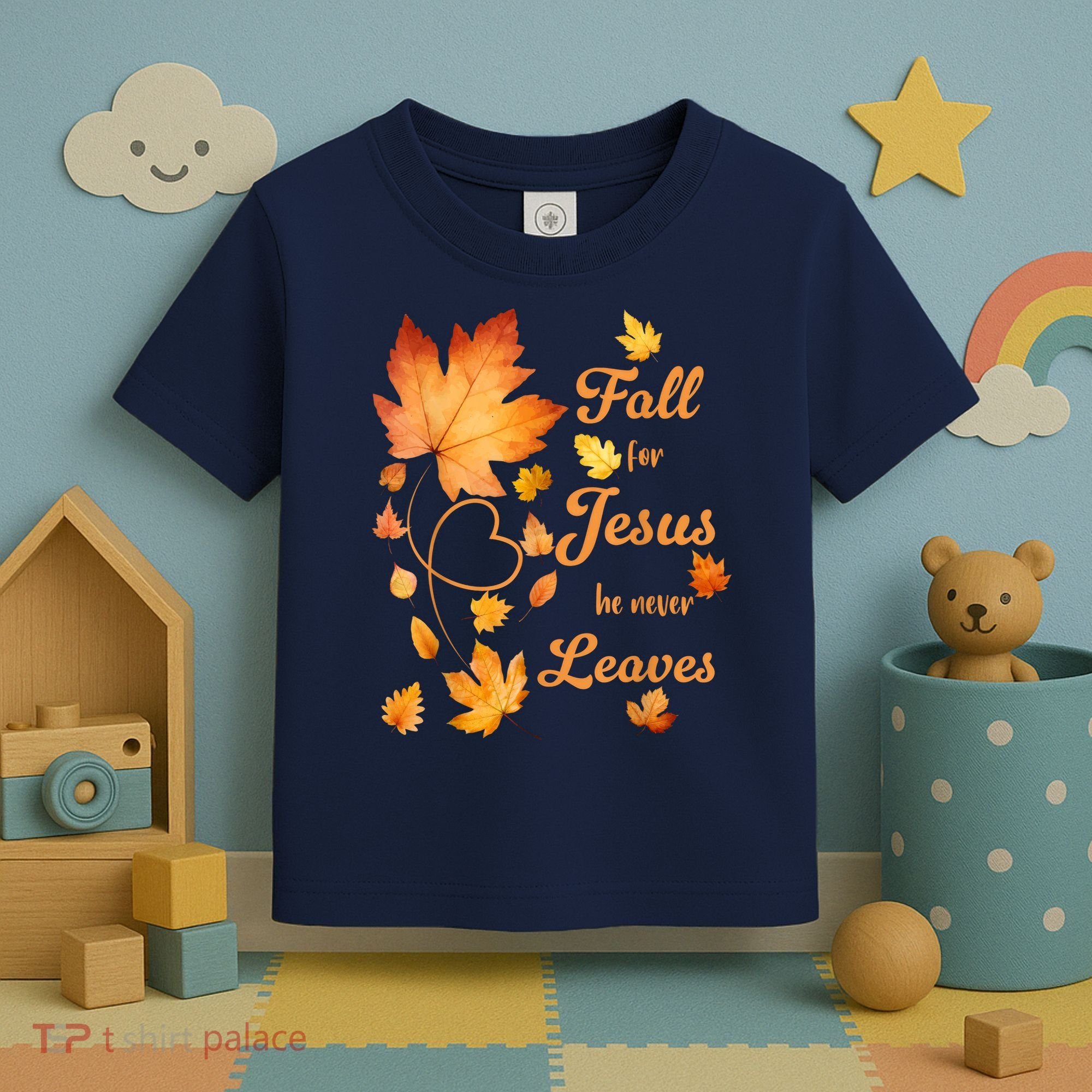 Fall For Jesus He Never Leave Beautiful Fall Leaves Toddler T-Shirt